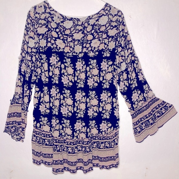 American Eagle Outfitters Dark Floral boho Grunge Tunic Top Blouse Size Medium - Picture 7 of 7